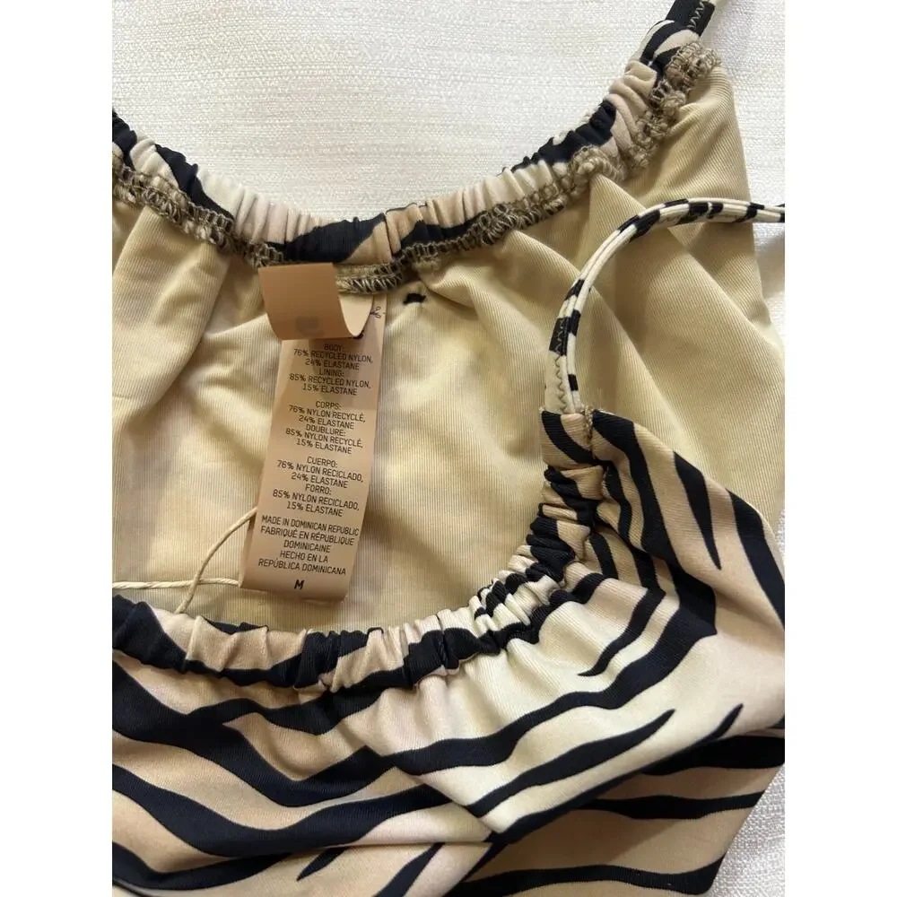 Skims NWT Signature String Bikini Bottom Champagne Tiger Print Medium